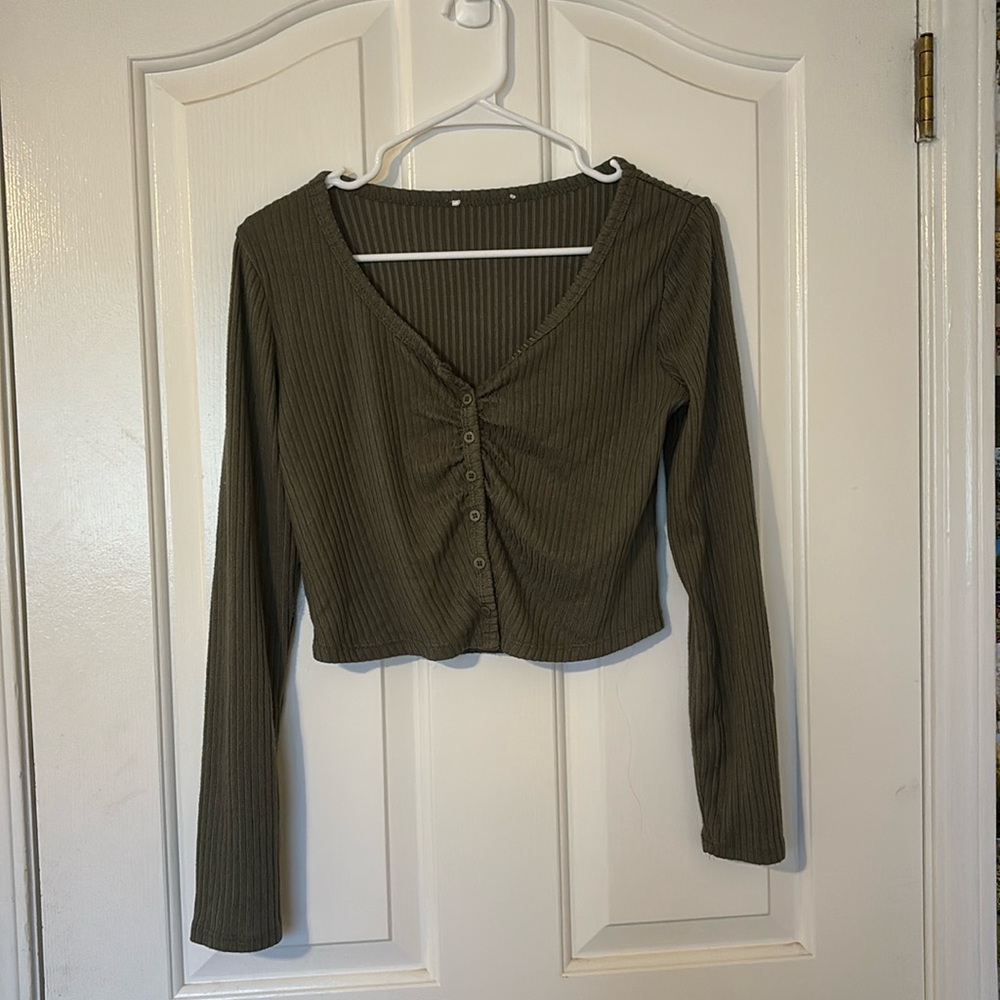 Olive Green Long Sleeve Top